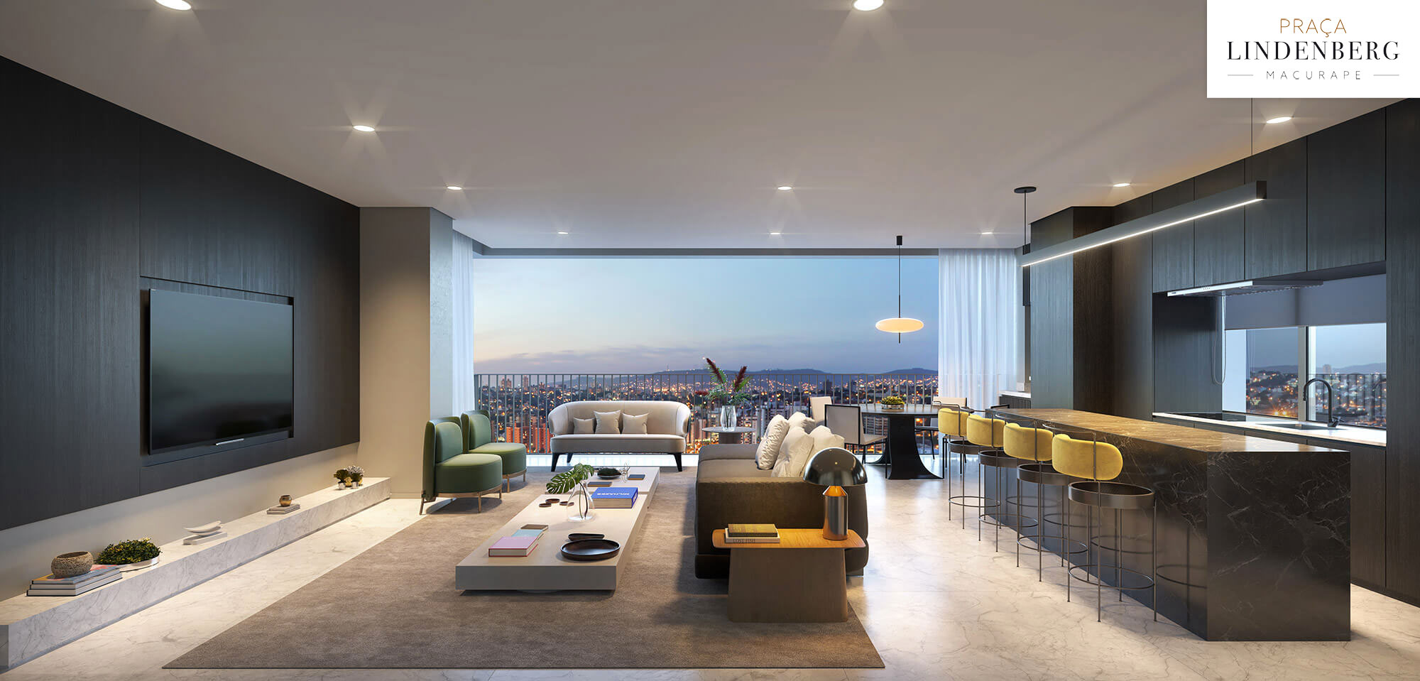Praça Linderberg Macurapé | Living, apto 135 m²